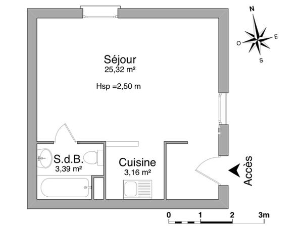 Location Studio 31.87 m² - 25 RUE DE L'AUVERGNE - APPT 105 Niort 79000
