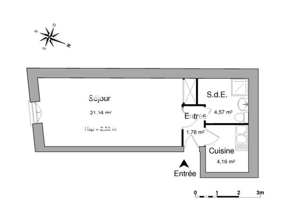 Location Studio meublé 31.85 m² - 1 RUE THEBEAU Bordeaux 33000