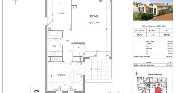 Location Appartement 2 pièces 54.96 m² - Morières-lès-avignon 84310