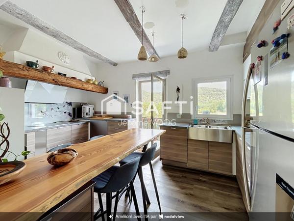 Au cœur du Verdon, découvrez cette maison provençale du XIXe siècle entièrement rénovée, sans aucun travaux à prévoir, déjà organisée pour accueillir une activité de gîtes et chambres d’hôtes, avec six chambres, entrées indépendantes, piscine et vue dégagée sur les collines.