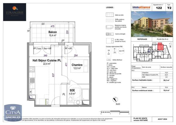 Appartement à louer 2 pièces 38.8m²