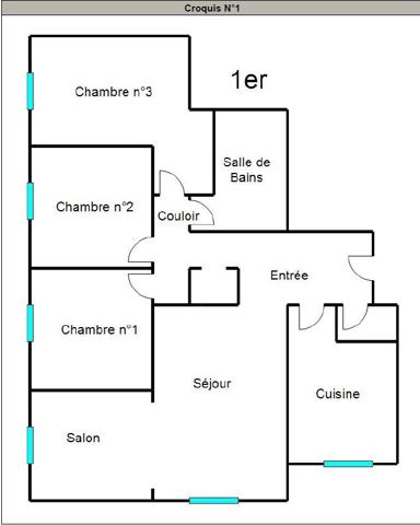 APPARTEMENT de 90m²  au 1er étage