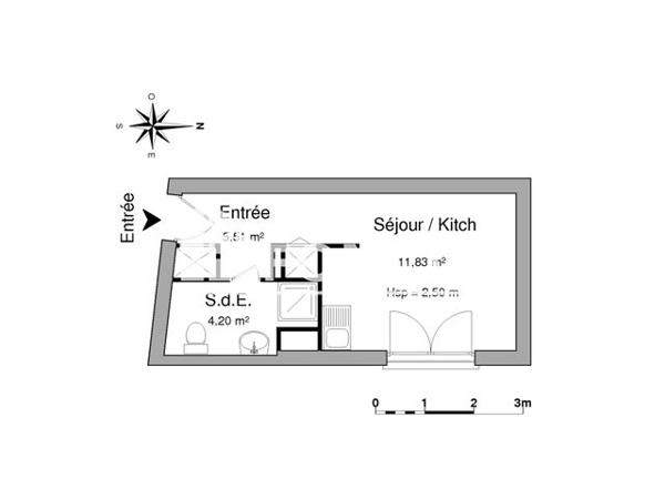 Location Studio 21.5 m² - 11 RUE AMPERE Saint Etienne 42000