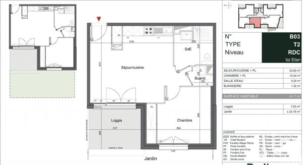 Appartement 2 pièces de 44 m² à Mérignac (33700)