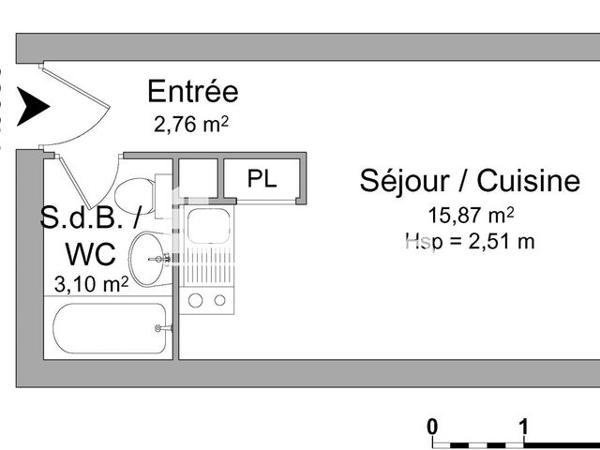Location Studio 21.7 m² - 15-19 CHEMIN DE BENEDIGUES Talence 33400