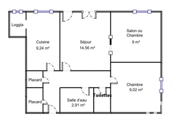 Appartement 3 pièces de 54 m² à Cholet (49300)