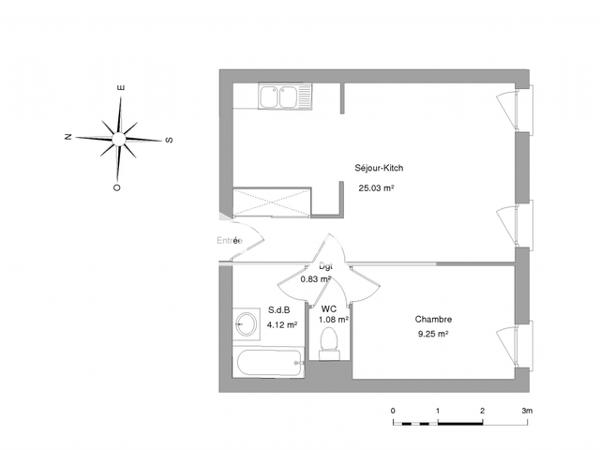 Location Appartement 2 pièces 40.31 m² - 33 RUE DU REMPART SAINTE FOY Agen 47000