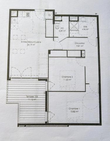 Toulon Ouest, appartement de type 3 avec terrasse et parking en sous sol dans une résidence récente et sécurisée