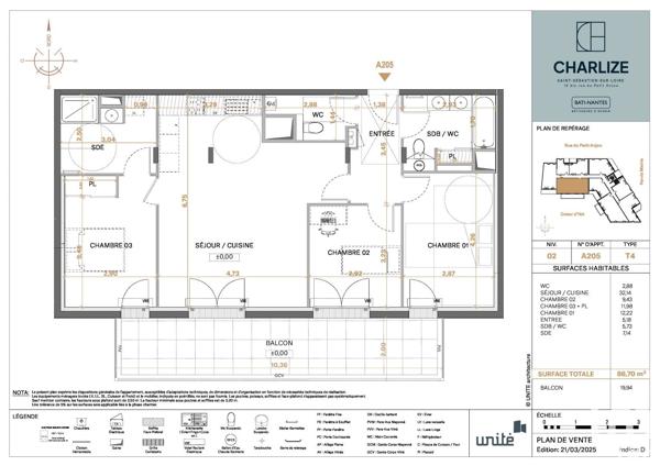 Appartement à vendre 3 pièces 87 m² Saint-Sébastien-sur-Loire