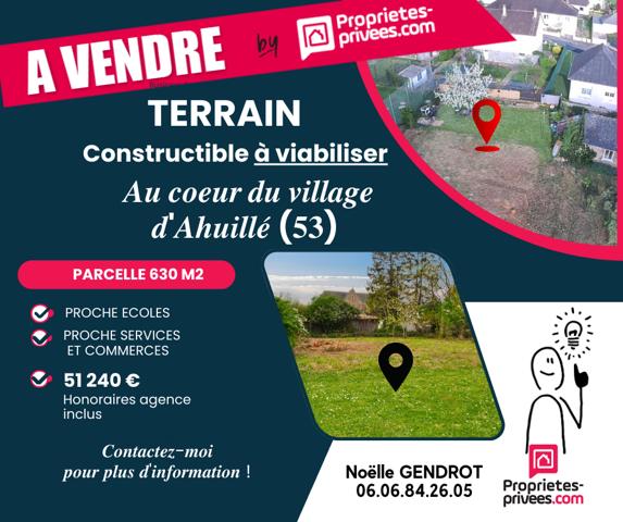 Terrain constructible au coeur du village d'Ahuillé à viabiliser