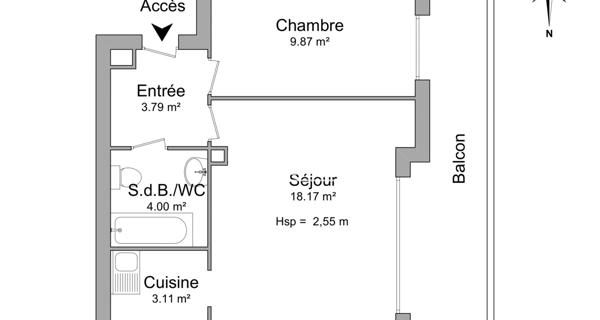 Location Appartement 2 pièces 38.94 m² - Chambéry 73000
