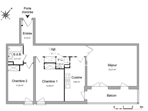 Location Appartement 3 pièces 74.69 m² - LES HAUTS SAUMONS - BAT B Chartres 28000