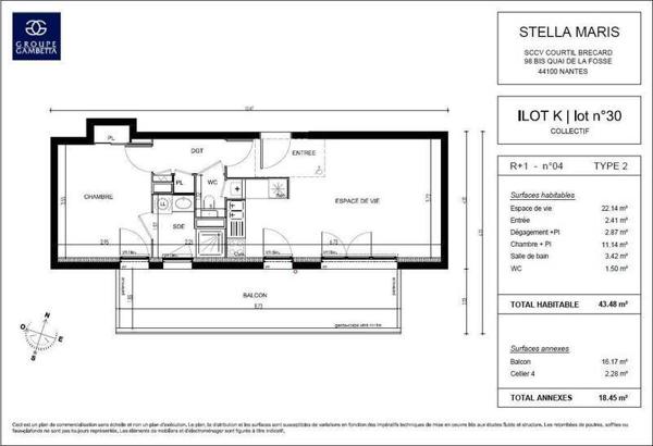 Appartement 2 pièces - 44600 Saint-Nazaire -  Saint-Marc Ouest