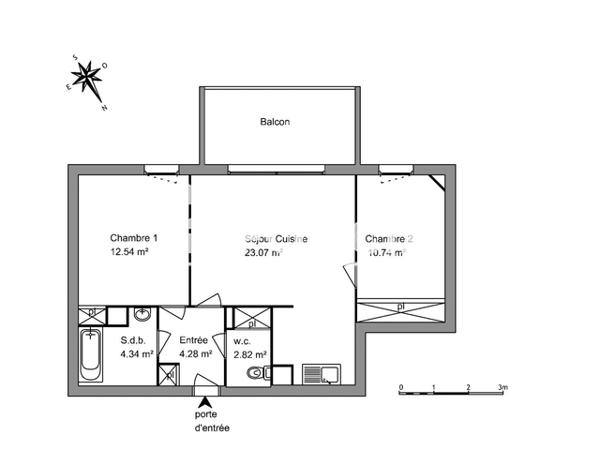 Location Appartement 3 pièces 57.79 m² - 44, RUE DU POUMPIDOU -LE PICADILLY Bât B24 Juvignac 34990