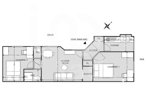 Appartement à vendre 3 pièces 47 m² Paris 19