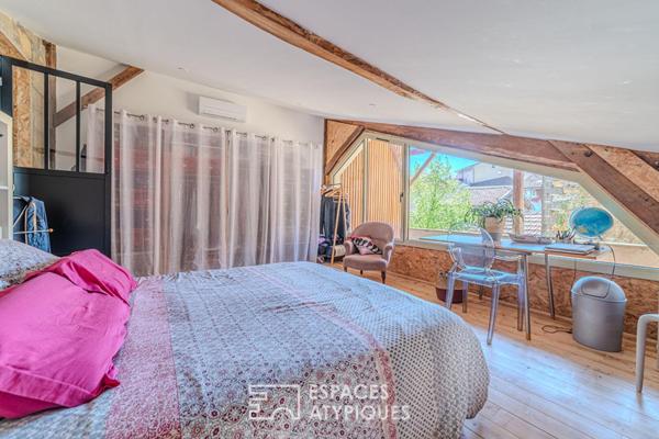 Ancien atelier réhabilité en maison de ville avec patio