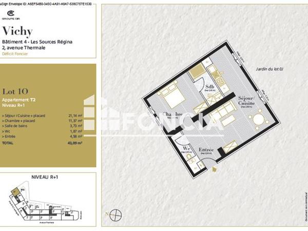 Location Appartement 2 pièces 45.42 m² - LES SOURCES REGINA - LOGEMENT 1O Vichy 03200