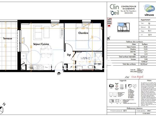 Location Appartement 2 pièces 42.95 m² - 9 RUE DE LA CHARITE Riedisheim 68400