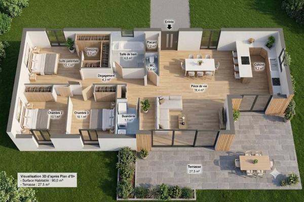 Maison à vendre 4 pièces de 90 m²