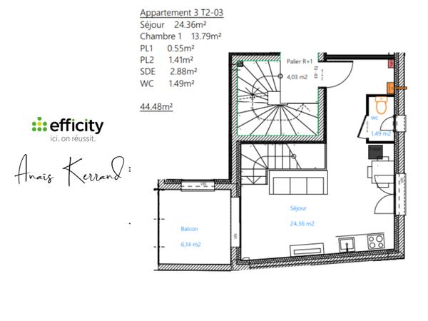 Appartement 2 pièces - 44 m²