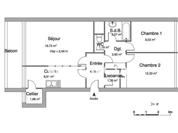 Location Appartement 3 pièces 66.46 m² - 2 A 40 RUE LEON BLUM Villeneuve St Georges 94190