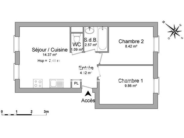 Location Appartement 2 pièces 41.13 m² - LES CLEMATITES Nanterre 92000