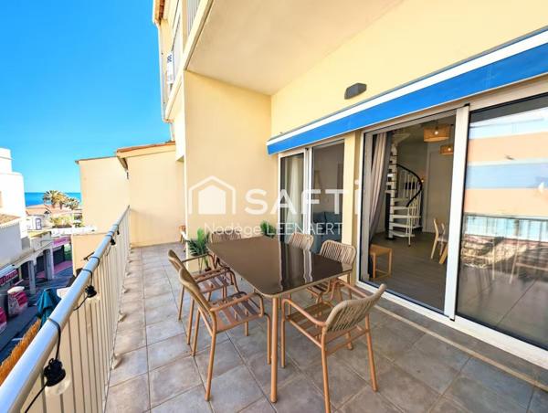 Vue mer, duplex climatisé avec terrasses et piscine