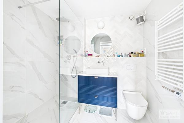 Vue SEINE, ÎLE DE LA JATTE et TOUR EIFFEL. Balcon, cave et parking.