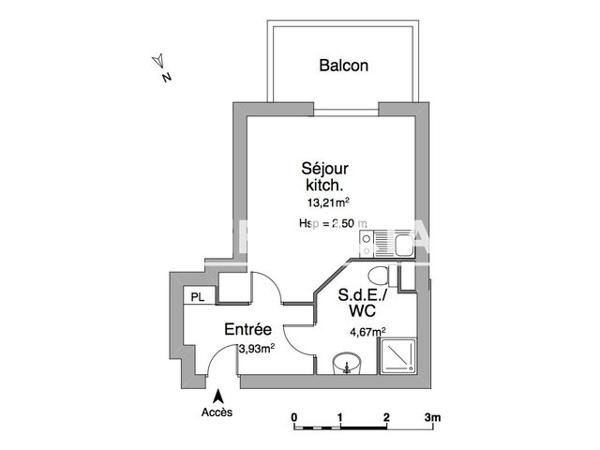 Location Studio 22.24 m² - 36 RUE DE PLAISANCE La Garenne Colombes 92250