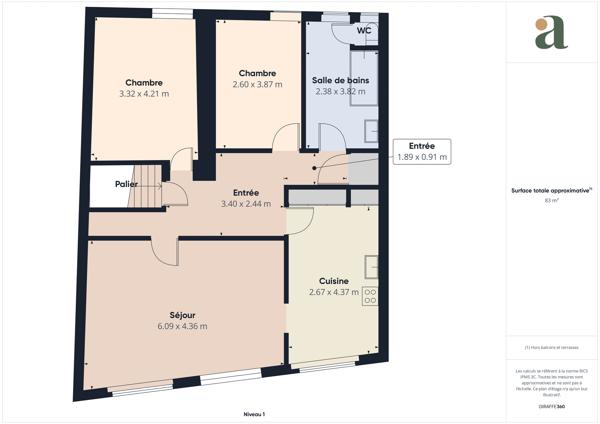 Grand appartement-maison de 90 m2 en vente dans le centre bourg Pont st Martin (44860)