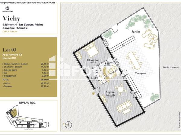 Location Appartement 2 pièces 52 m² - 4 RUE DE LA COMPAGNIE Vichy 03200