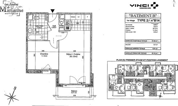 A VENDRE : T2 à WATTIGNIES • Hypercentre • 159 000 € FAI • Réf. 1388