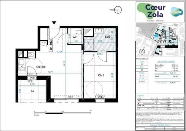Appartement 2 pièces - 44100 Nantes -  Zola