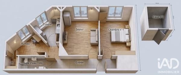 Appartement à vendre 3 pièces 47,57 m² Paris 13