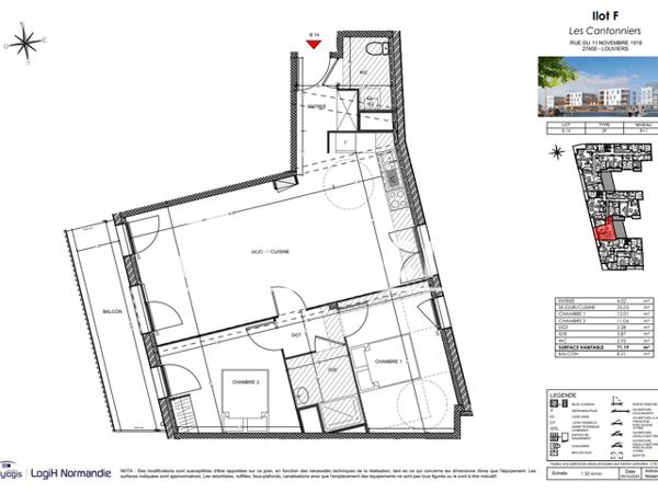 Location Appartement 3 pièces 71.19 m² - Louviers 27400