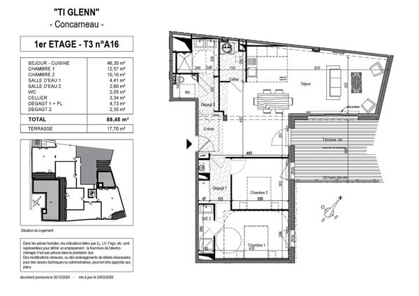 "TI GLENN-16" - Hypercentre - Appartement T4 de 88.85 m² dans une future résidence de standing , Concarneau