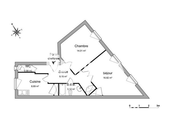 Location Appartement 2 pièces 52.8 m² - 1 RUE ANDRE REAL Grenoble 38000