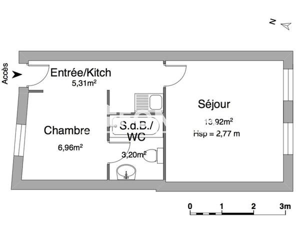 Location Studio 29.39 m² - 30 RUE STANISLAS Nancy 54000