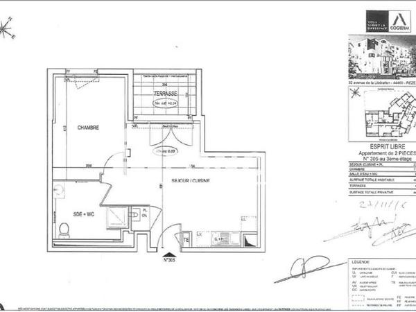 Location Appartement 2 pièces 40.7 m² - 32 AVENUE DE LA LIBERATION Reze 44400