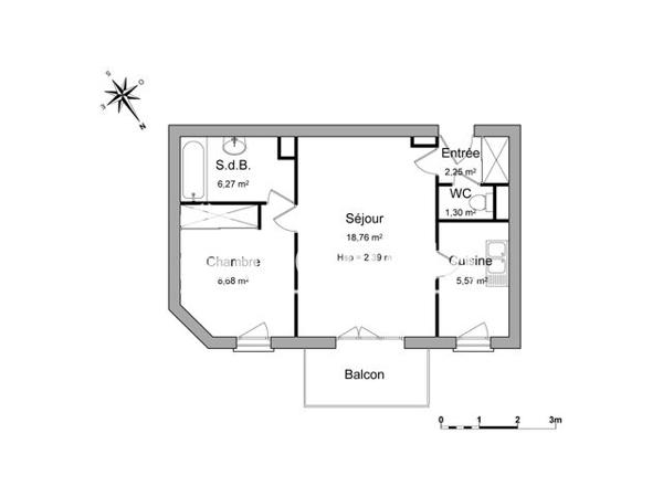 Location Appartement 2 pièces 42.8 m² - 5 AVENUE DE PARIS Eaubonne 95600