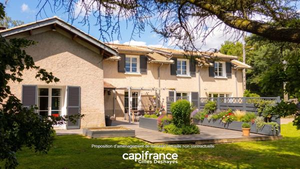 Maison de 1900 à Lurcy, secteur Montmerle-sur-Saône / Belleville-sur-Saône, 172 m² habitables, 187 m² au sol, sur un terrain arboré de 1 395 m².