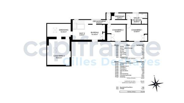 Maison de 1900 à Lurcy, secteur Montmerle-sur-Saône / Belleville-sur-Saône, 172 m² habitables, 187 m² au sol, sur un terrain arboré de 1 395 m².