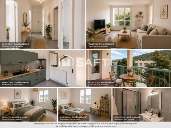 Appartement T3 de 59 m² avec balcon, ascenseur et cave