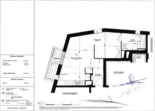 Studio à vendre 37,68 m² Rennes