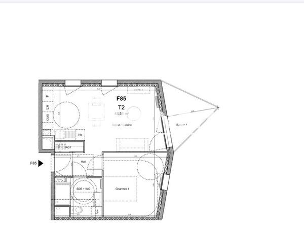 Location Appartement 2 pièces 45.51 m² - 44 G RUE DE CHANTERANNE RESIDENCE ILO 23 APPART F85 Clermont Ferrand 63100