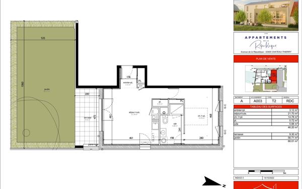 Appartement à vendre    2 pièces • 46,20 m2 Château-Thierry