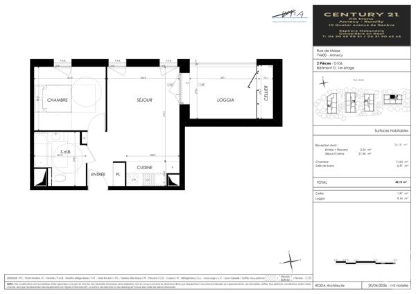 Appartement T2 à vendre  2 pièces - 42,12 m 2   SEYNOD  - 74