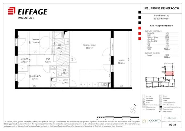 Appartement 3 pièces de 72 m² à Paimpol (22500)