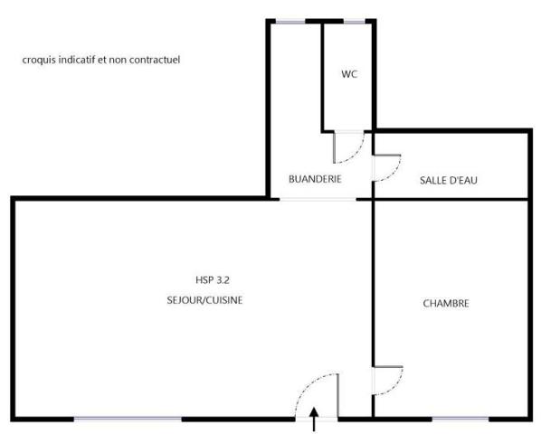 Paris (75019) Grand 2 pièces au rdc, possibilité profession libérale