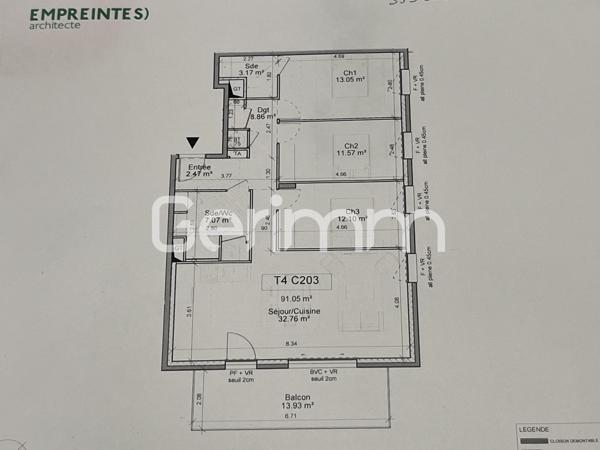 Vente Appartement 4 pièces LE TOUVET (38660) - 91m² 359000 € - Gerimm